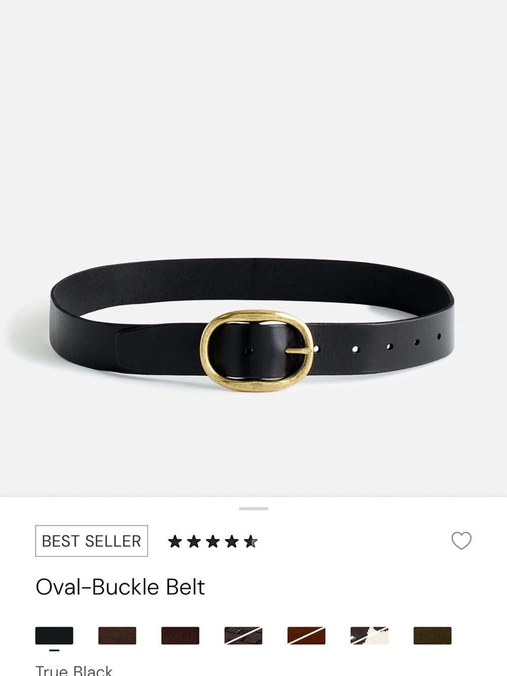 Madewell Leather Belt in Black with Gold Buckle